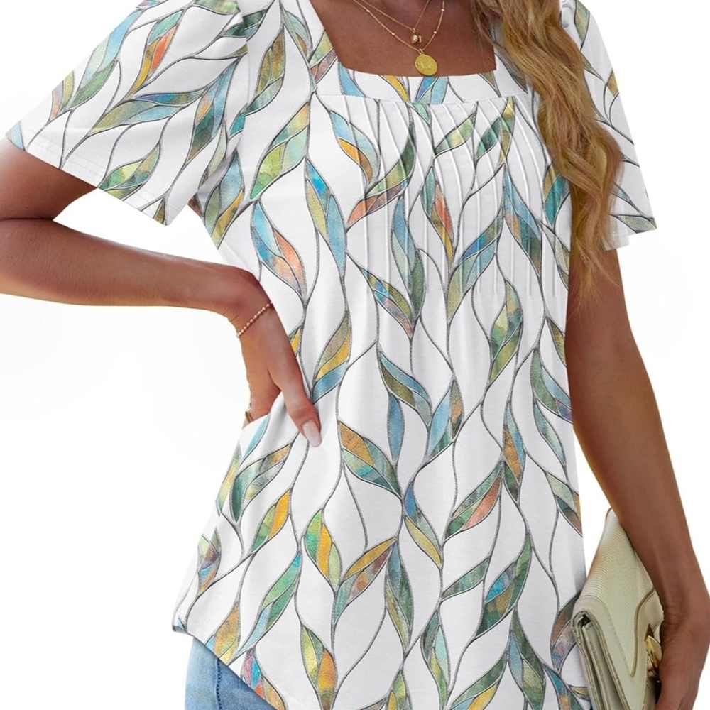 Elegant Multicolor Leaf Print Blouse